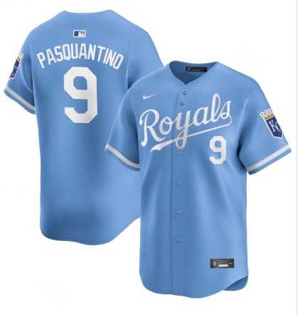Men%27s Kansas City Royals #9 Vinnie Pasquantino Light Blue 2024 Alternate Limited Stitched Baseball Jersey Dzhi